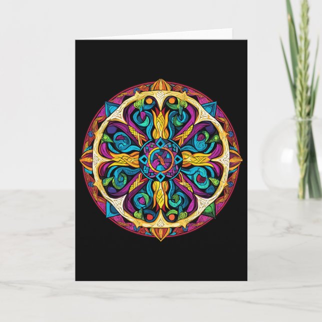 Cartão Padrão de Mandala de Geometria Sagrada  (Frente)