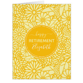 Cartão Padrão de margarida amarela de reforma feliz perso