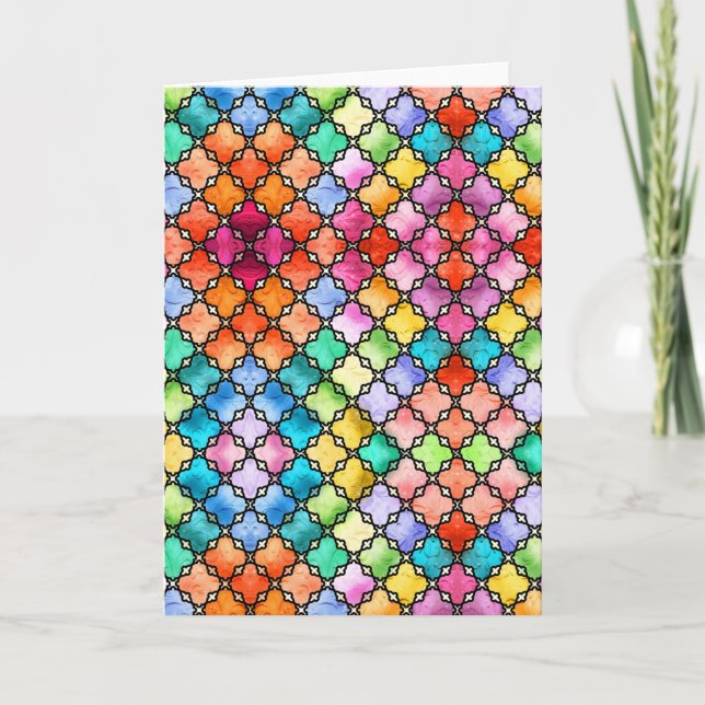 Cartão Padrão de mosaico arco-íris (Frente)