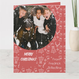 Cartão Padrão de Natal Cinza Whimsical