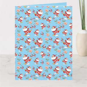 Cartão Padrão de Natal do Papai Noel Flamingo Tropical