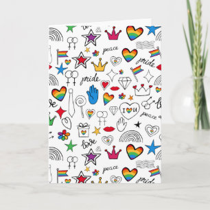 Cartão Padrão de orgulho gay Doodle