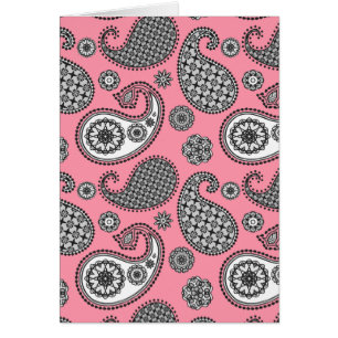 Cartão Padrão de Paisley, tons de cinza a rosa