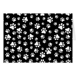 Cartão Padrão de patas, impressões de pata, preto e branc