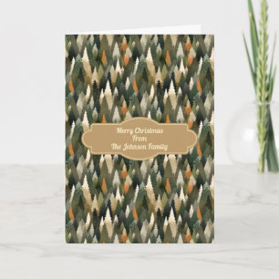 Cartão Padrão de Pinheiro Elegante Floresta Rústica