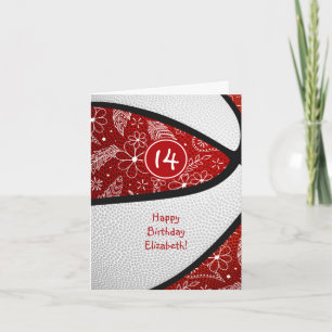 Cartão padrão de rabiscos vermelho branco basquete qualqu
