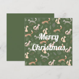 Cartão Padrão de ramagens e folhas de inverno de raposa c