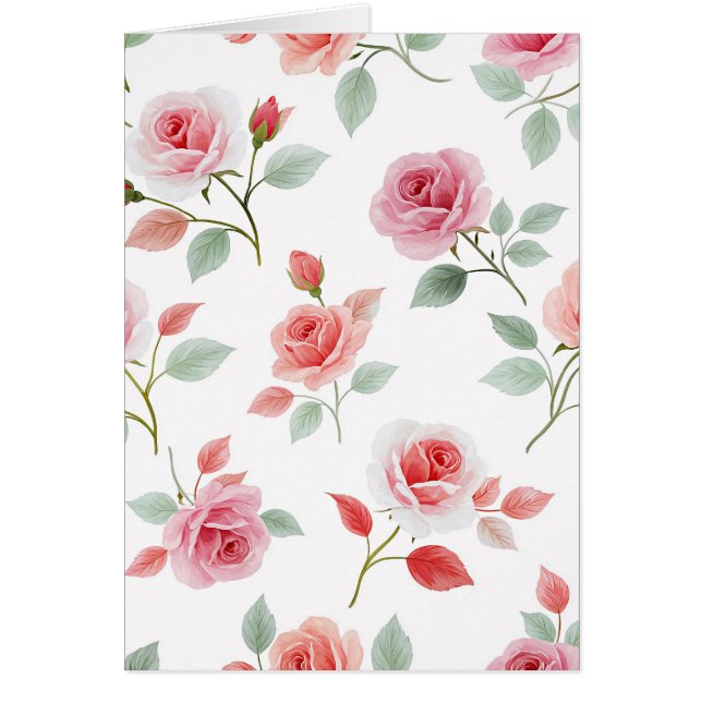 Cartão Padrão de Rosa Rosa, cor suave, (Frente)