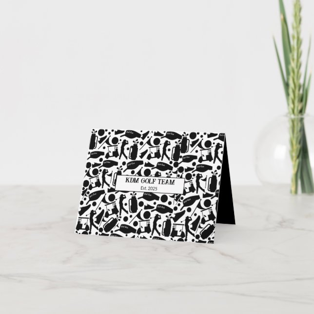 Cartão Padrão de Silhueta de Golfe preto e branco clássic (Frente)