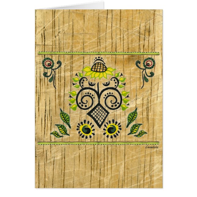 Cartão Padrão de Sunflower Folk por Alexandra Cook (Frente)