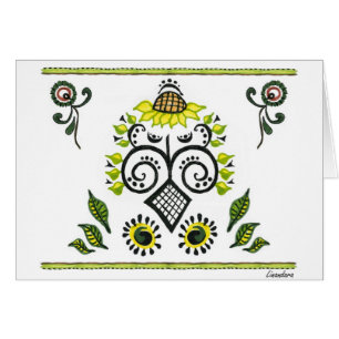 Cartão Padrão de Sunflower Folk por Alexandra Cook