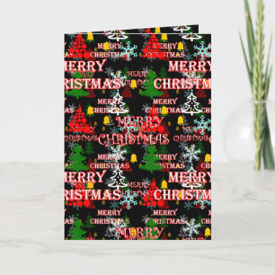 Cartão Padrão de texto decorativo Feliz Natal Design 