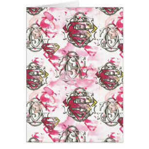 Cartão Padrão de Tinta Rosa Supergirl