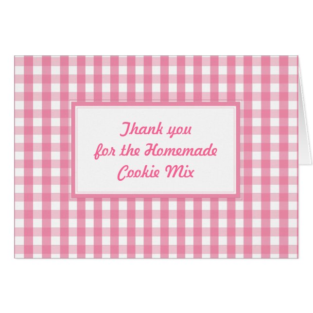 Cartão Padrão de Verificação de Gingham Rosa (Frente Horizontal)