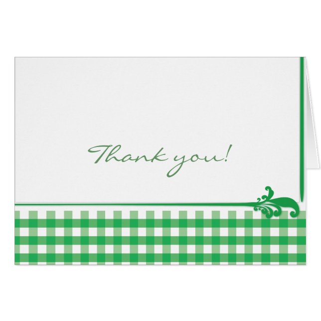 Cartão Padrão de Verificação de Gingham Verde (Frente Horizontal)