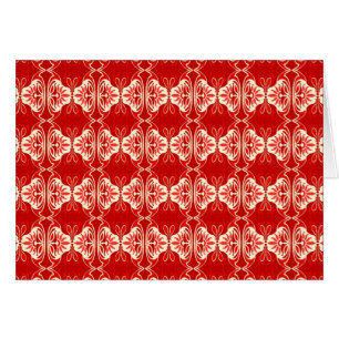 Cartão Padrão de wallpaper Art Deco - vermelho e branco
