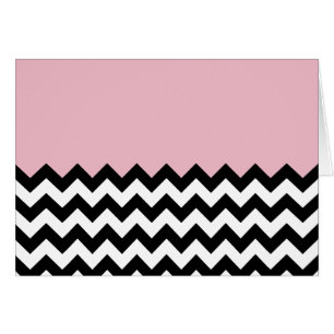 Cartão Padrão de ziguezague preto e branco, Chevron, rosa