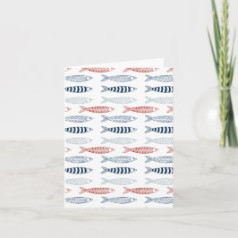 Cartão Padrão Decorativo do Peixe de Sardinha do Mediterr