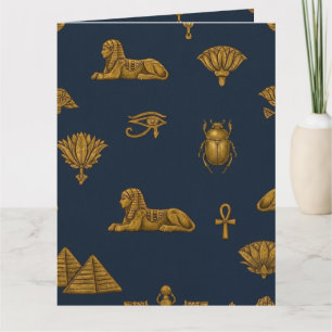 Cartão Padrão Egípcio Minimalista Azul Marinho e Dourado 