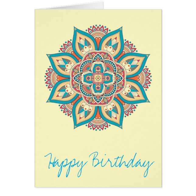 Cartão Padrão étnico colorido da mandala marroquina (Frente)