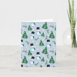 Cartão Padrão Festivo de Neve em Aquarela Fofa