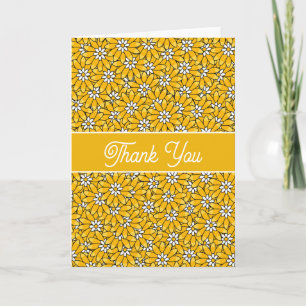 Cartão Padrão Floral Amarelo Brilhante Obrigado