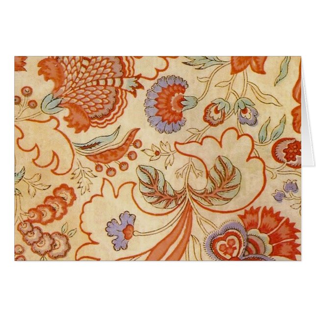 Cartão Padrão Floral Antiquado Chintz Paisley (Frente Horizontal)