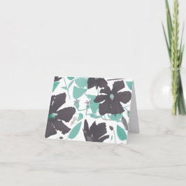 Cartão Padrão Floral da Cinza Teal Feminina Chic