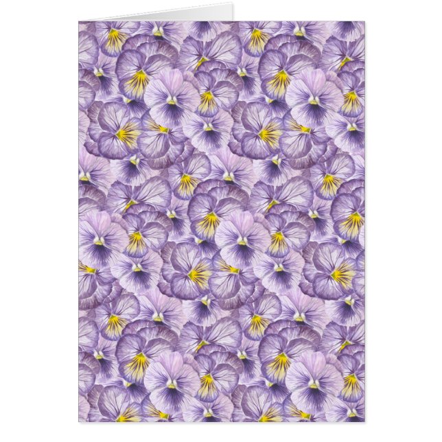 Cartão Padrão floral de aquarela com pânico violeta (Frente)