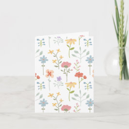 Cartão Padrão Floral de Flores Selvagens de Aquarela
