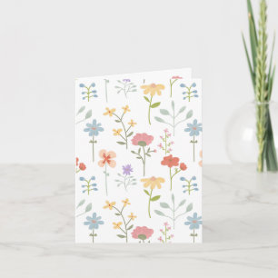 Cartão Padrão Floral de Flores Selvagens de Aquarela