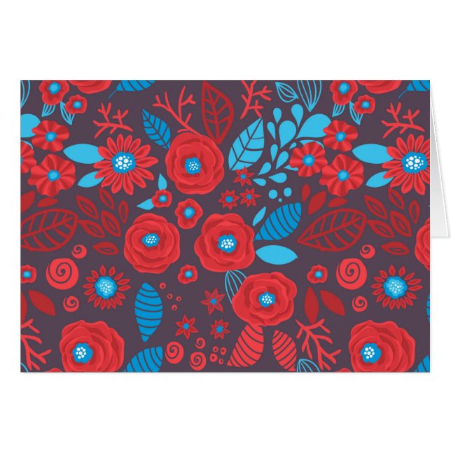 Cartão Padrão floral de rabisco (Frente Horizontal)