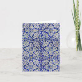 Cartão Padrão Floral de Vintagem do Mediterrâneo Azul e B