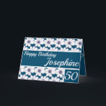 Cartão Padrão floral design Azul Aniversário<br><div class="desc">Padrão floral design Blue Birthday Card. Um cartão de aniversário personalizado,  Personalizar nome,  idade e saudações.</div>