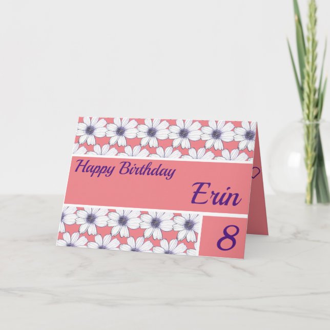 Cartão Padrão Floral design Rosa Aniversário (Frente)