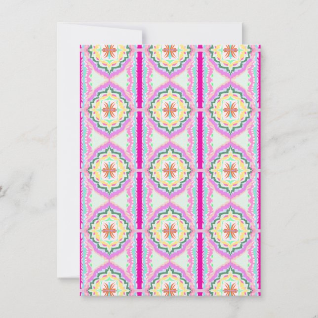 Cartão Padrão Floral Geométrico Rosa Chic e Dourado (Frente)