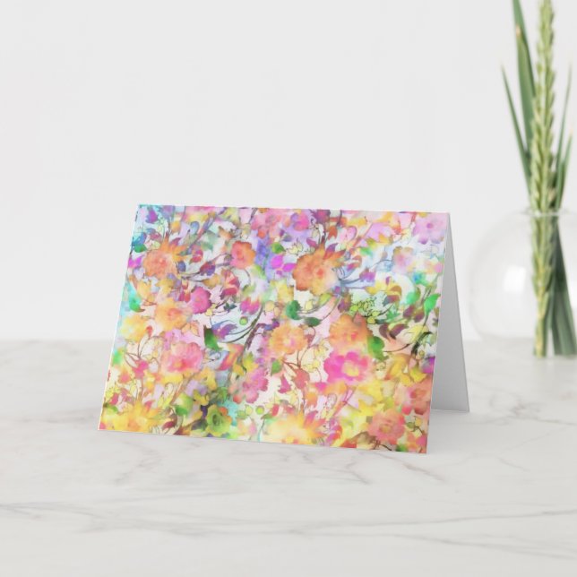 Cartão Padrão floral pastel (Frente)