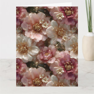 Cartão Padrão Floral sem costura de luxo com pérolas Dour