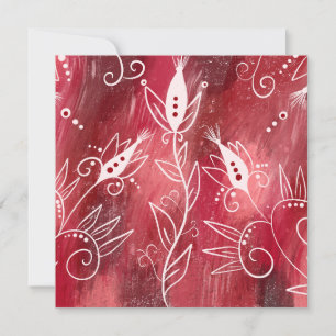 Cartão Padrão Floral Vermelho E Branco