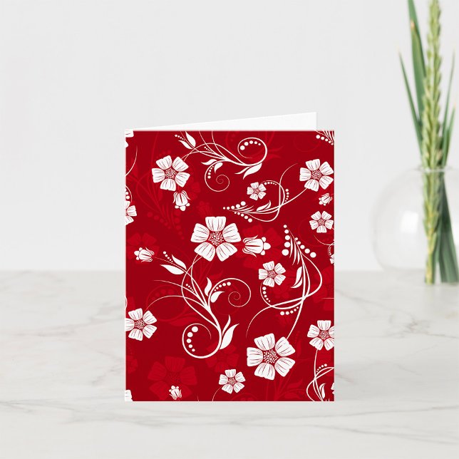 Cartão Padrão Floral Vermelho e Branco (Criador carregado)