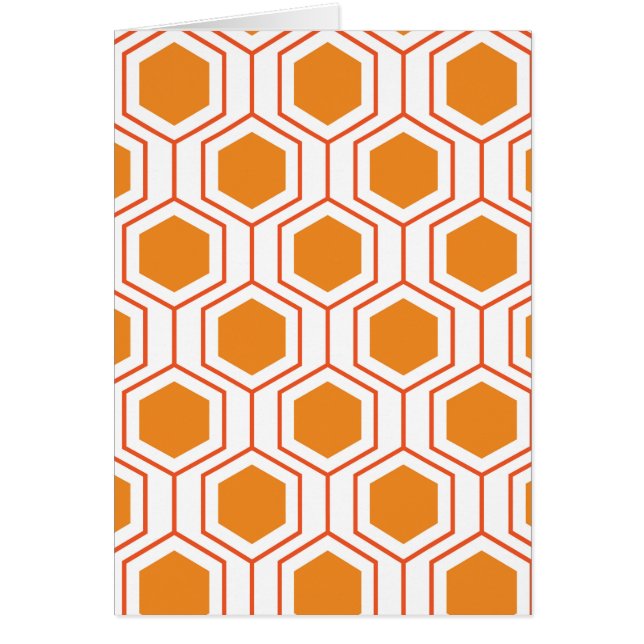 Cartão Padrão geométrico abstrato de hexágono em laranja  (Frente)