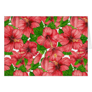 Cartão Padrão hibiscus vermelho II