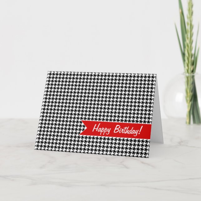 Cartão Padrão houndstooth - Preto e branco (Frente)