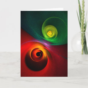 Cartão Padrão Moderno de Abstrato de Arte Yin Yang Verde 