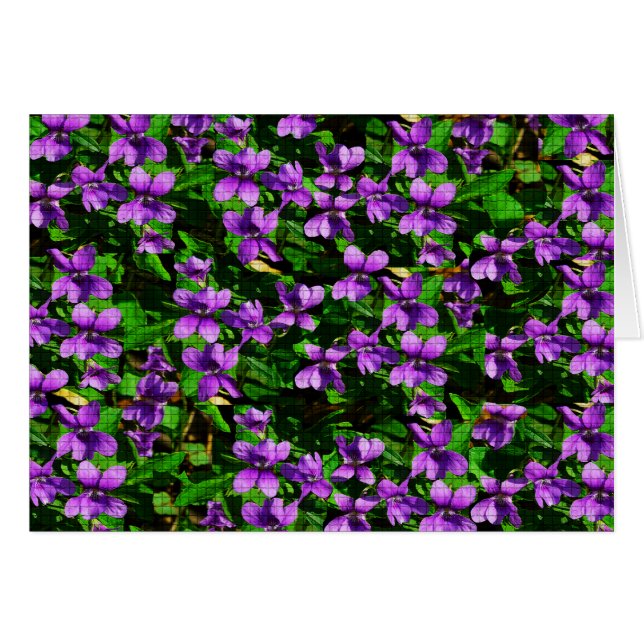 Cartão Padrão Mosaico Violeta Violeta de Madeira de Flor  (Frente Horizontal)