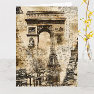 Cartão Padrão Paris Antigo - Decoração de Casa Torre Eiff