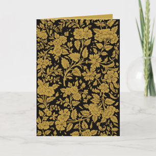 Cartão Padrão Preto Floral Ouro Antigo Trabalho a Lacagem
