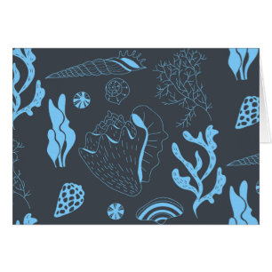 Cartão Padrão sem costura com conchas marinhas