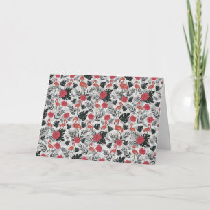 Cartão Padrão uniforme Flamingo com fundo floral