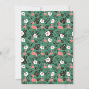 Cartão Padrão uniforme Flamingo rosa sobre fundo verde